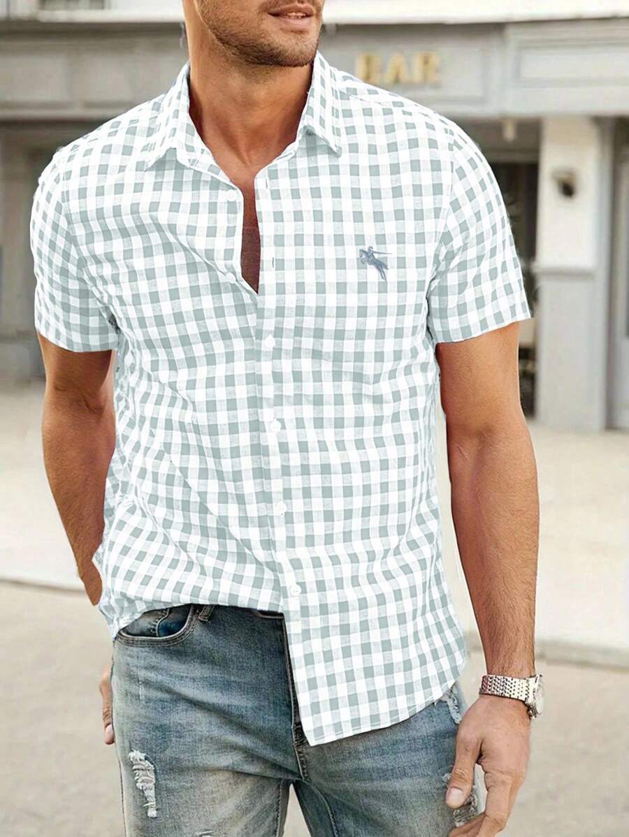 Herrenhemd Kurzarm im Karo-Design für Sommer – Ideal für Oktoberfest und Freizeit Freizehemden