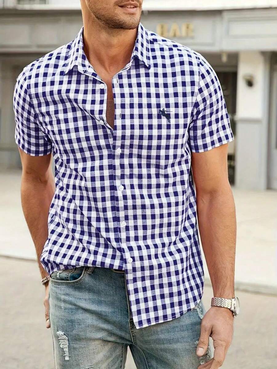 Herrenhemd Kurzarm im Karo-Design für Sommer – Ideal für Oktoberfest und Freizeit Freizehemden