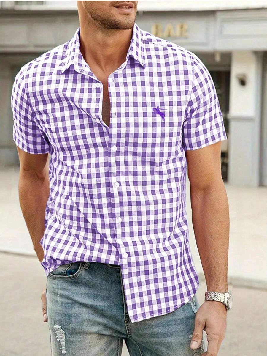 Herrenhemd Kurzarm im Karo-Design für Sommer – Ideal für Oktoberfest und Freizeit Freizehemden