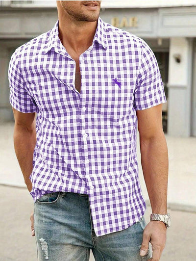 Herrenhemd Kurzarm im Karo-Design für Sommer – Ideal für Oktoberfest und Freizeit Freizehemden