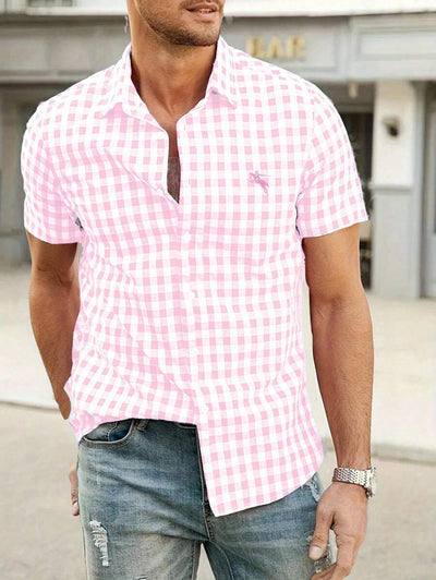 Herrenhemd Kurzarm im Karo-Design für Sommer – Ideal für Oktoberfest und Freizeit Freizehemden