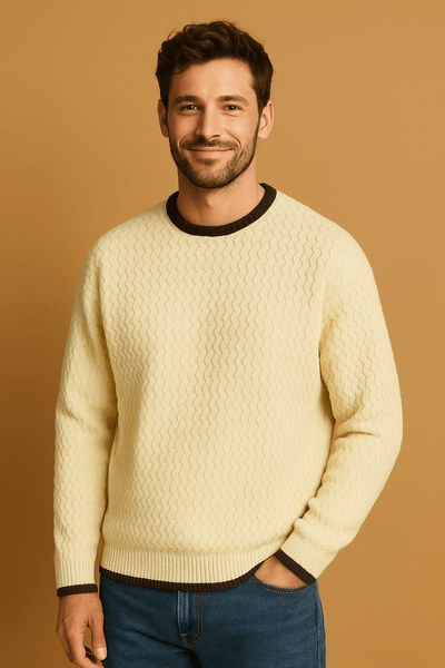 Klassischer Pullover Herren Wolle Rundhals 