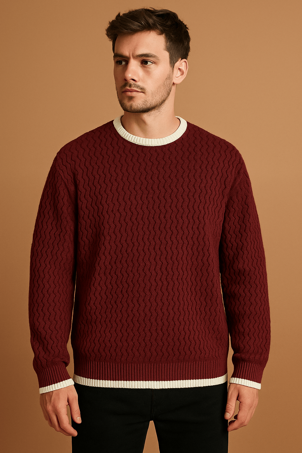Klassischer Pullover Herren Wolle Rundhals 