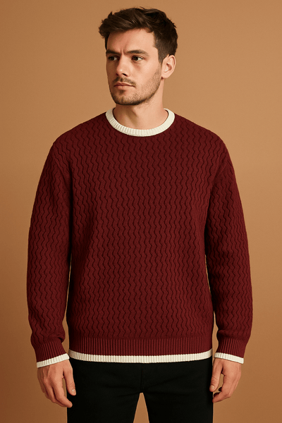 Klassischer Pullover Herren Wolle Rundhals 
