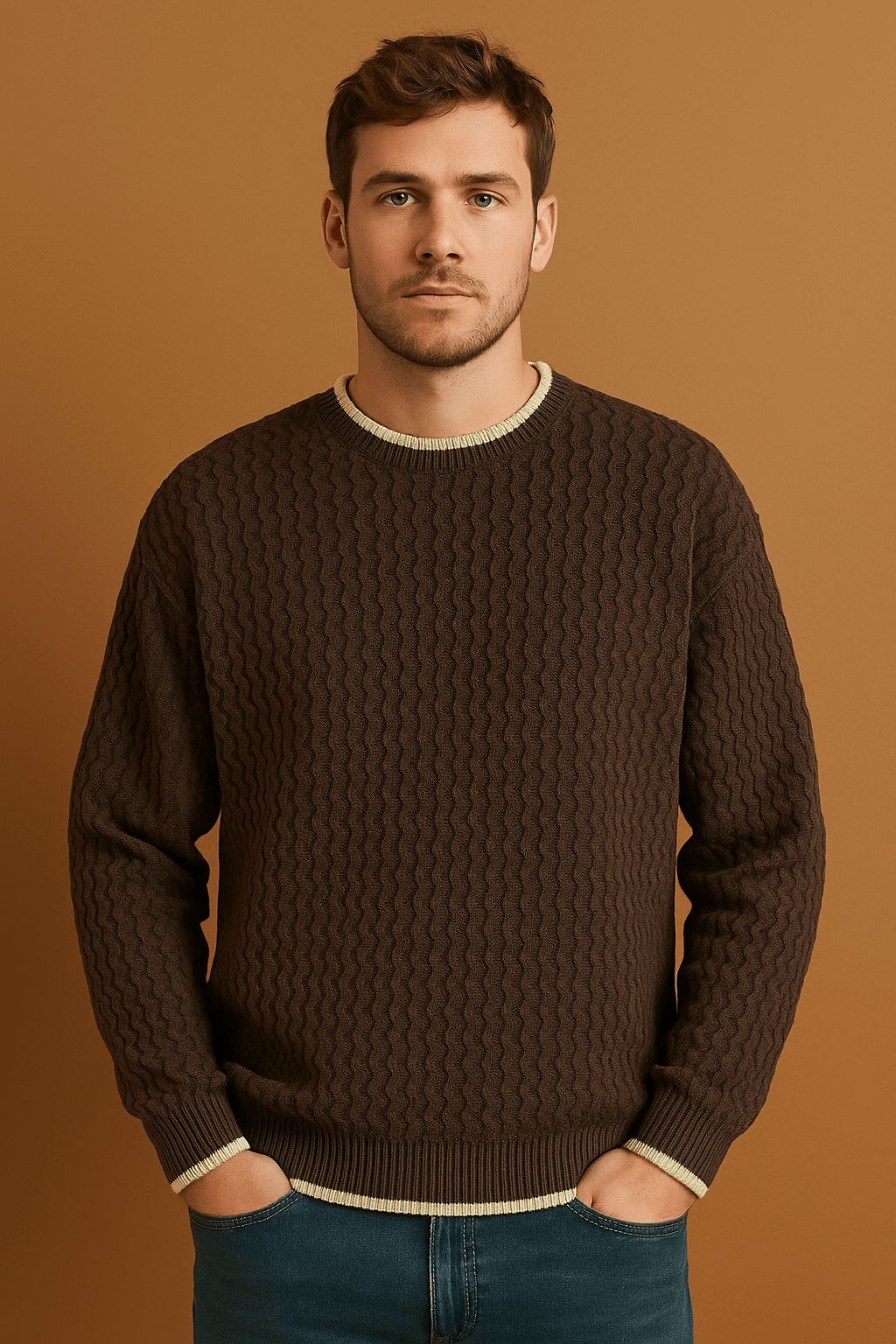 Klassischer Pullover Herren Wolle Rundhals 