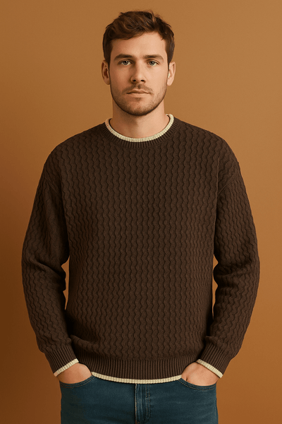 Klassischer Pullover Herren Wolle Rundhals 