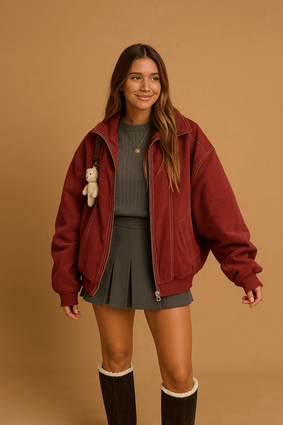 Lederjacke Damen PU – Oversized Trendjacke für Herbst & Winter 