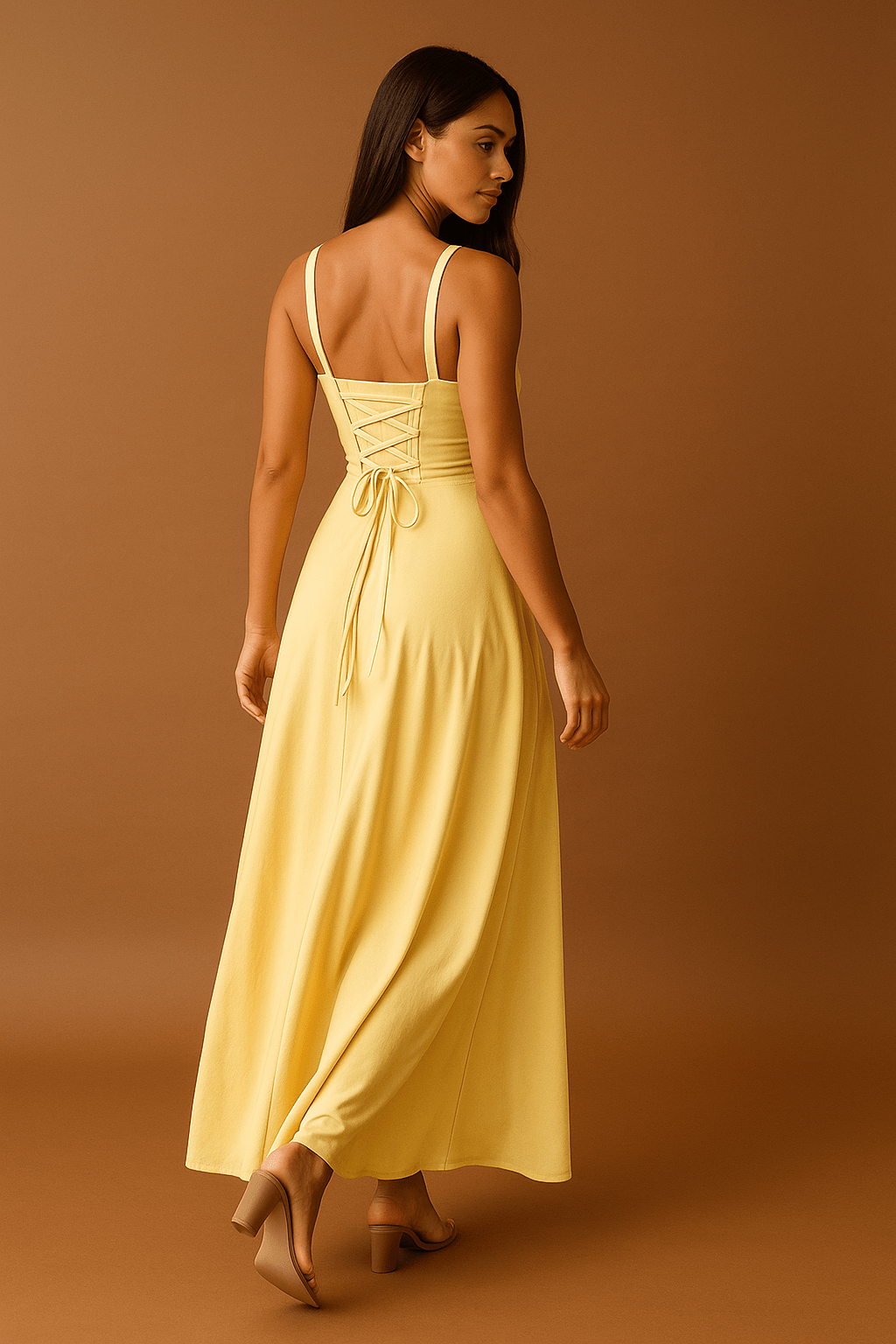 Maxikleid Damen V-Ausschnitt Aus Polyester 