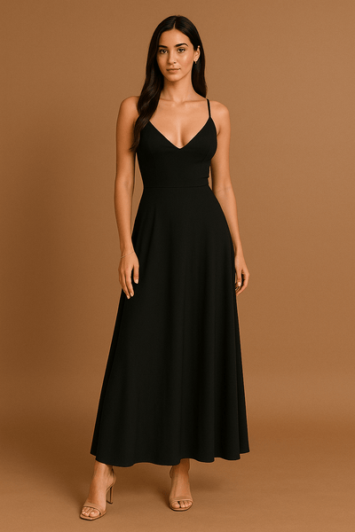 Maxikleid Damen V-Ausschnitt Aus Polyester 