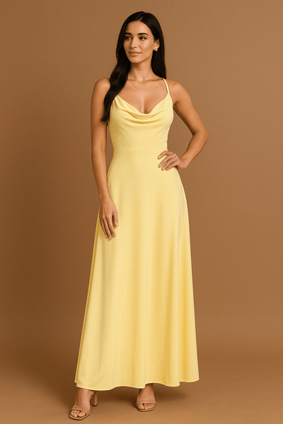 Maxikleid Damen V-Ausschnitt Aus Polyester 