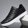 Herren Leder-Sneaker schwarz Schnürung Low-Top Alltag Freizeit