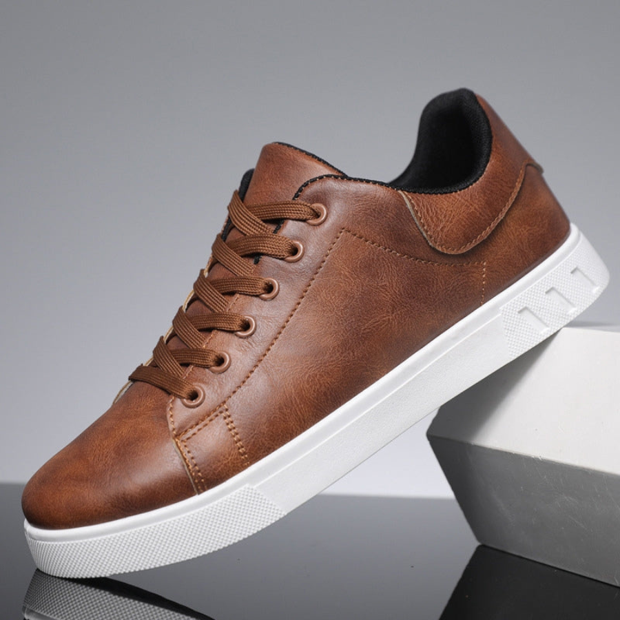 Herren Sneaker braun Leder klassisch gepolstert Gummisohle