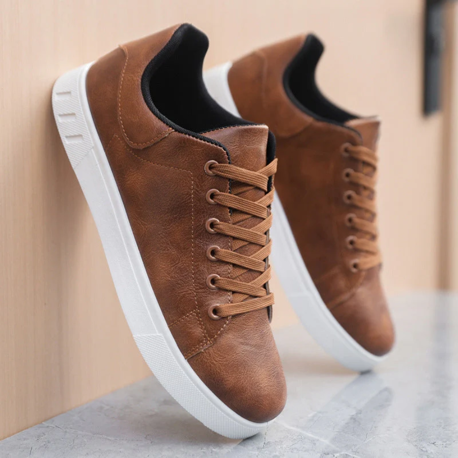 Herren Leder Sneaker schwarz braun Freizeit alltag casual
