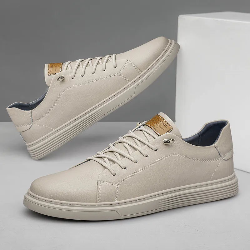 Schnürschuhe Herren weiß Low-Top Leder klassisch gepolstert
