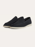 Herren Mokassin Navyblau Wildleder Slip-On Loafer weiches Futter