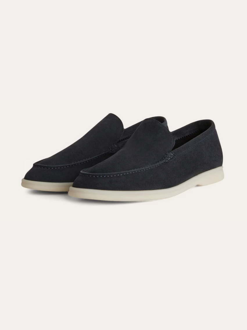 Herren Mokassin Navyblau Wildleder Slip-On Loafer weiches Futter