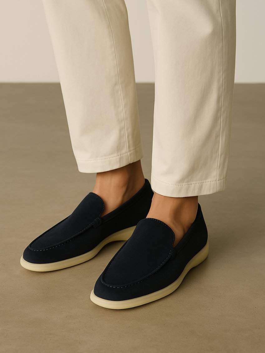 Herren Wildleder Mokassin navyblau Slip-On gepflegt