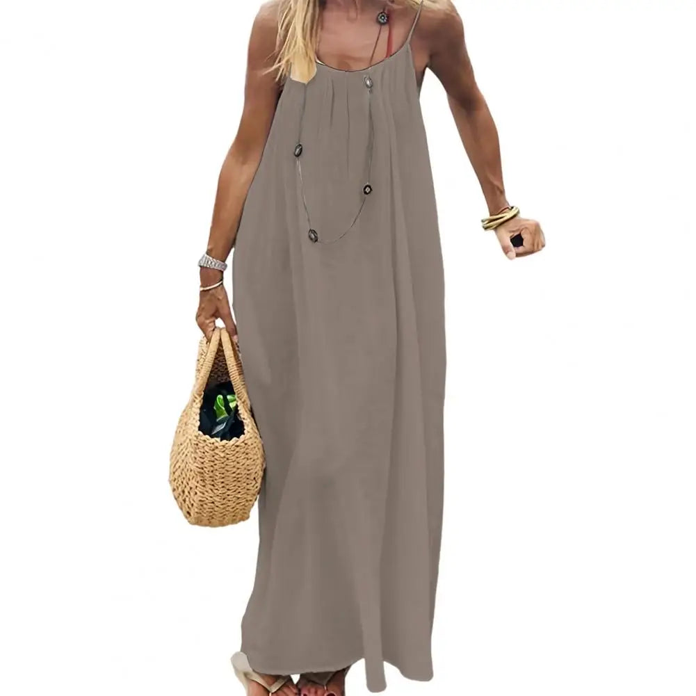 Damen Kleid schwarz bodenlang Spaghettiträger sommer casual