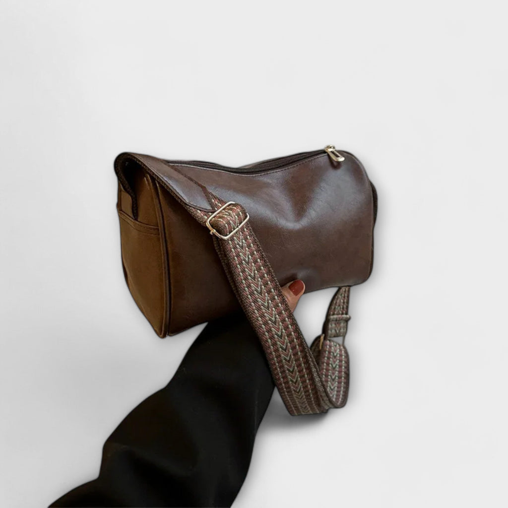 Damen Tasche Woven Crossbody Dark Brown gewebt casual