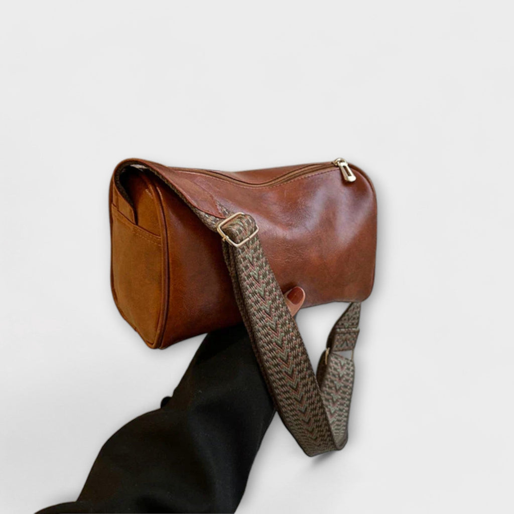 Strukturierte Umhängetasche Damen Webdesign cognac braun