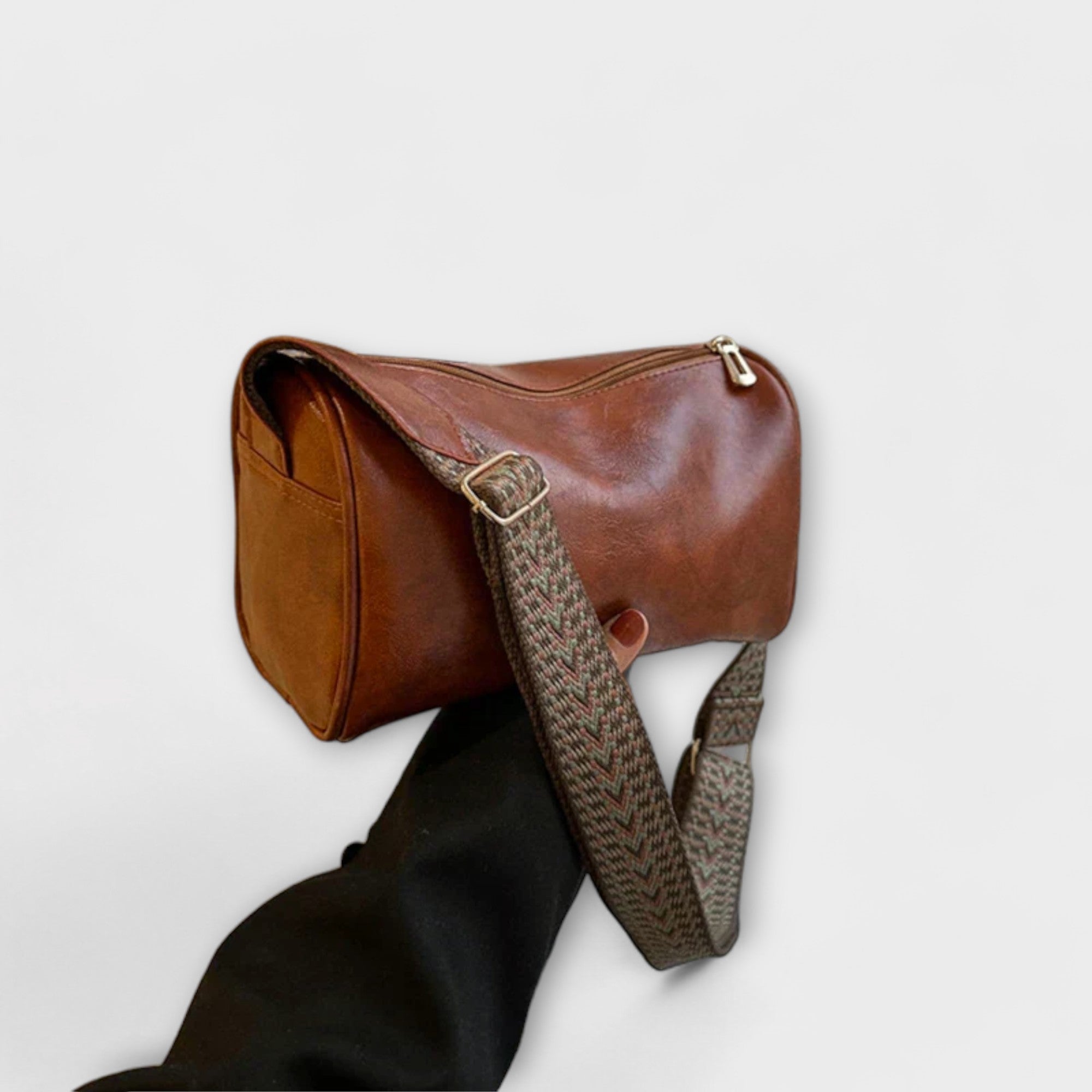 Strukturierte Umhängetasche Damen Webdesign cognac braun