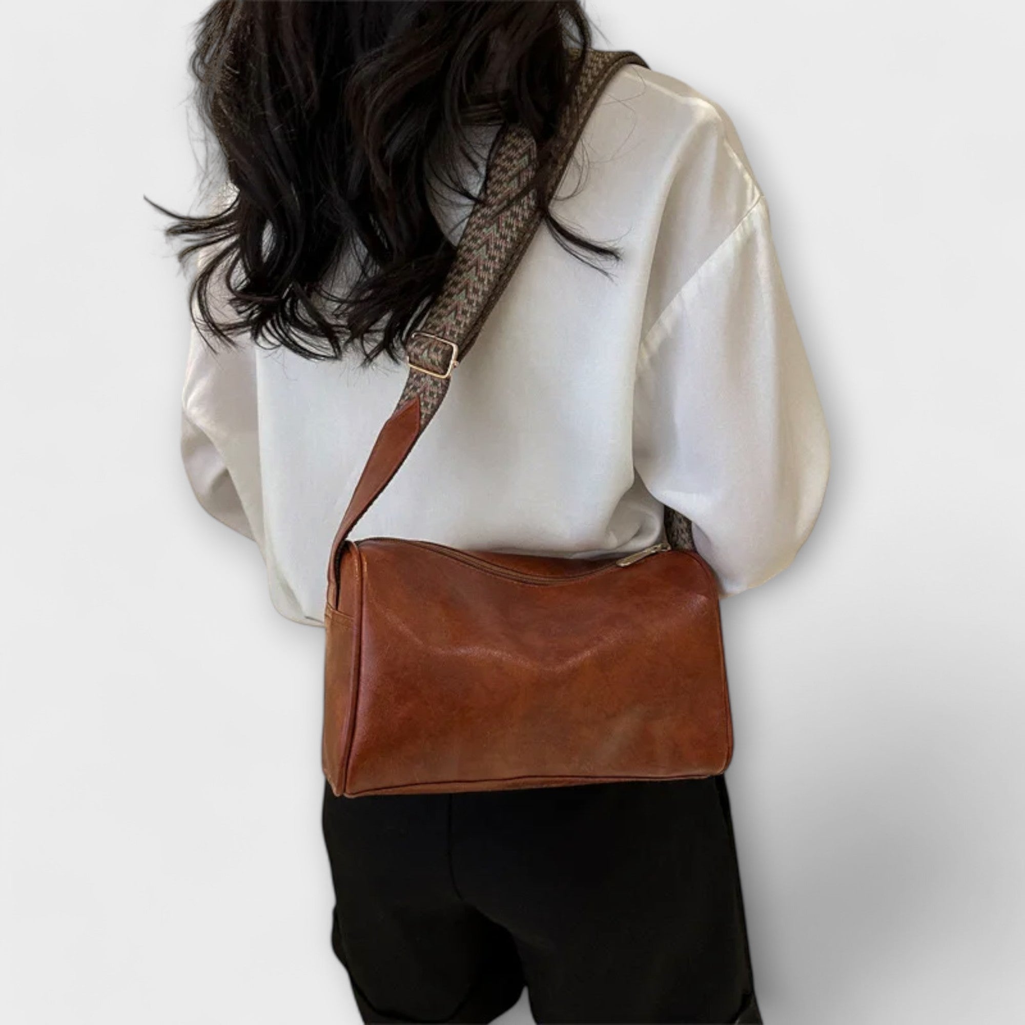 Damen Handtasche Crossbody gewebt schwarz alltag buero