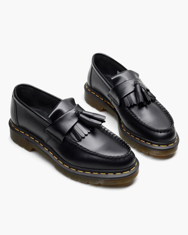 Herren Slipper Leder schwarz Quaste klassisch Mokassin casual