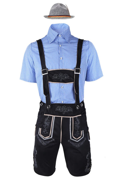 Trachten Set Herren – Lederhosen Set mit Hemd und Hut für Oktoberfest und Volksfeste Herren Kostüme