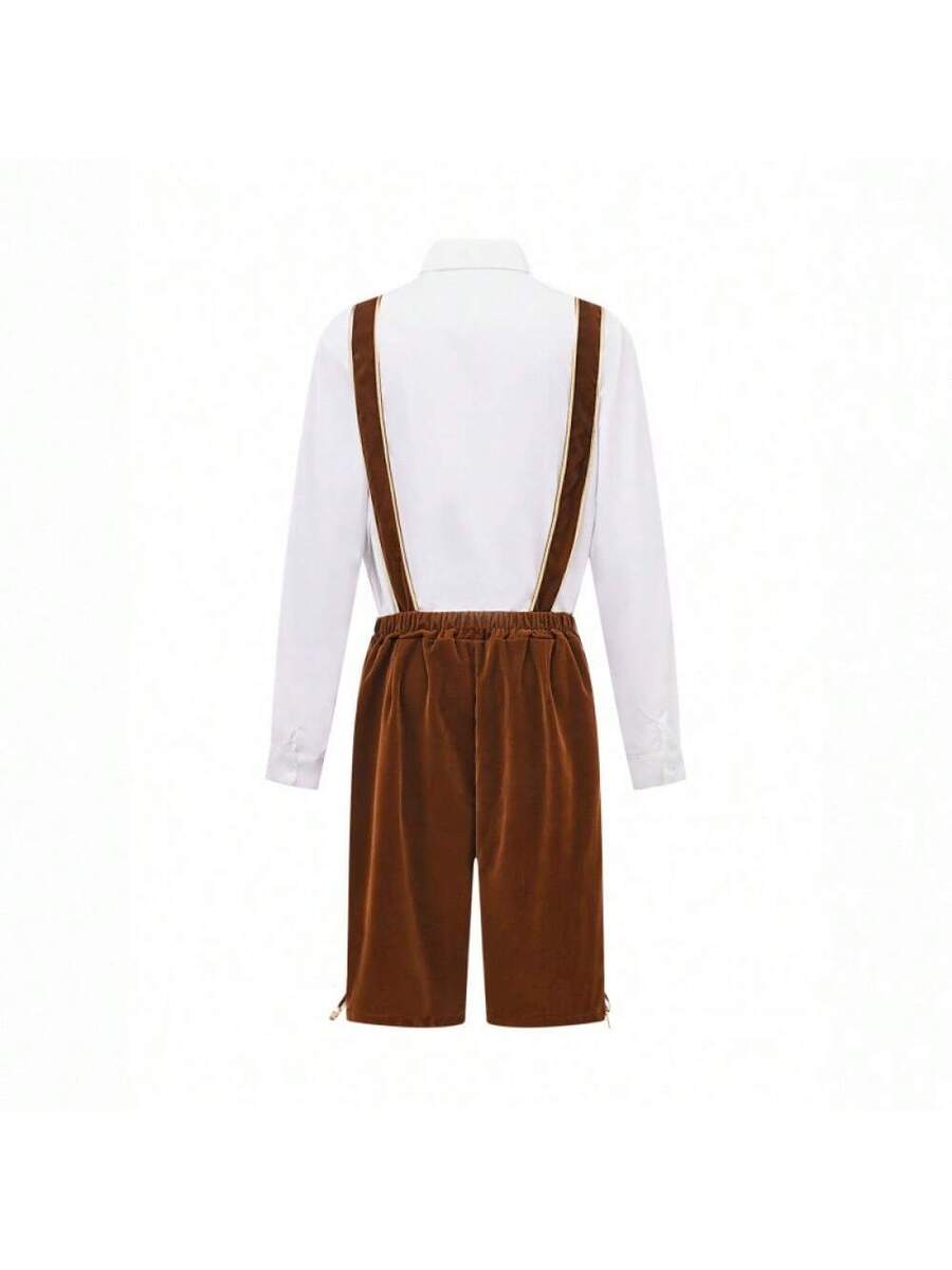 Trachtenanzug Herren Set für Oktoberfest – Traditionelle Lederhosen mit Langarmhemd für Festliche Anlässe Lederhosen