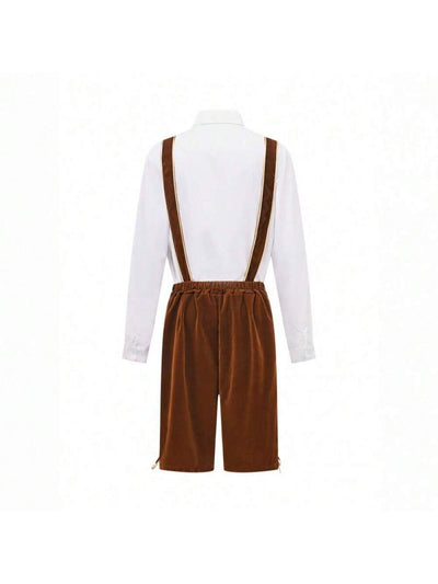 Trachtenanzug Herren Set für Oktoberfest – Traditionelle Lederhosen mit Langarmhemd für Festliche Anlässe Lederhosen