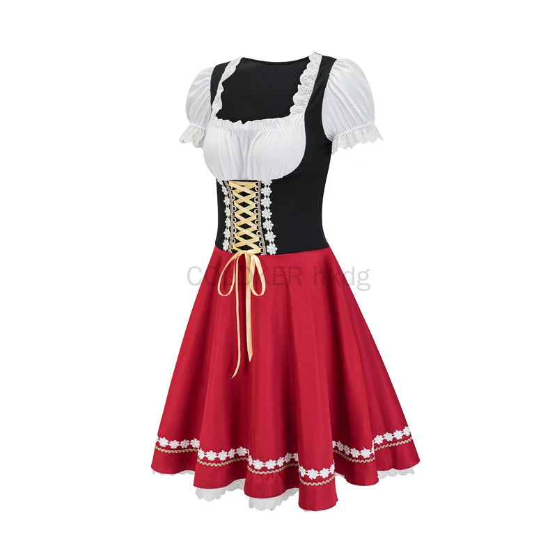 Trachtenkleid Damen – Traditionelles Dirndl Kleid für Oktoberfest und Feste mit Schürze und Stil Traditionelle Kleider