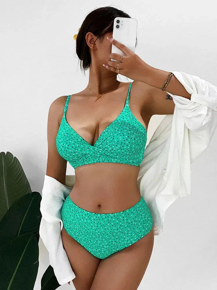 Damen High-Waist Bikini-Set mit Twist-Top für Strand und Urlaub - Bild 20