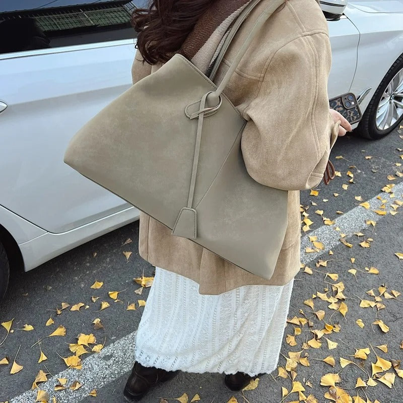 Shopper Tasche Damen taupe braun creme Leder Alltag