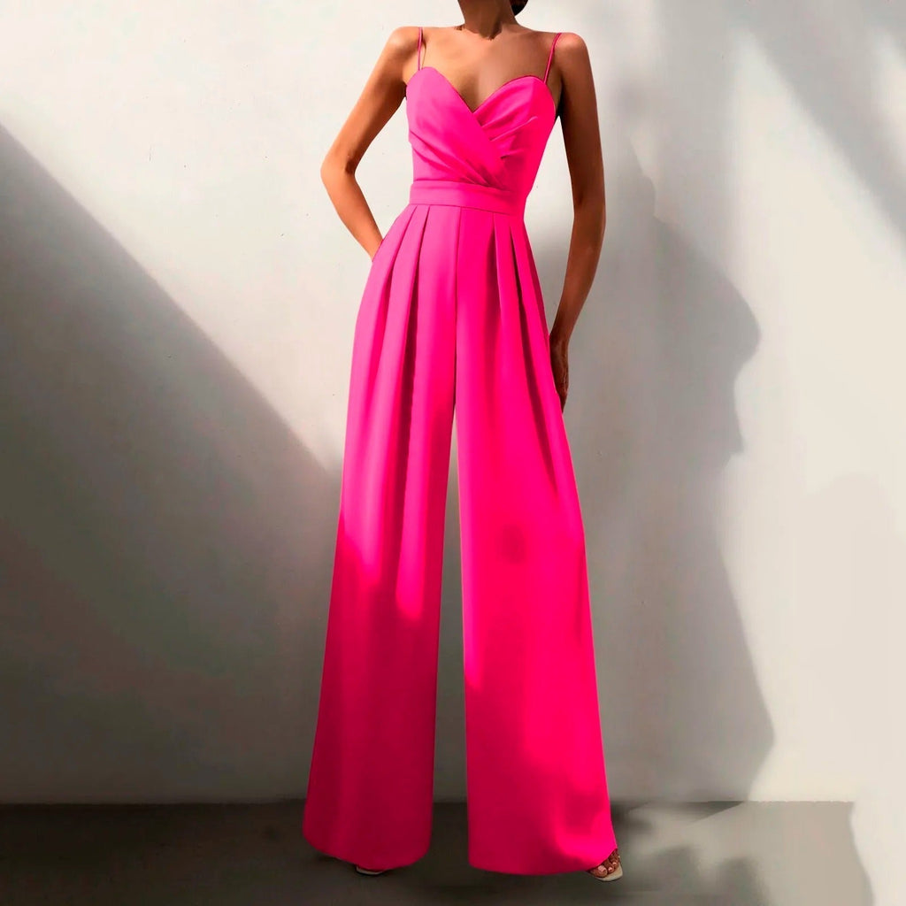 Damen Palazzo Jumpsuit weiß gelb orange Spaghettiträger Sommer
