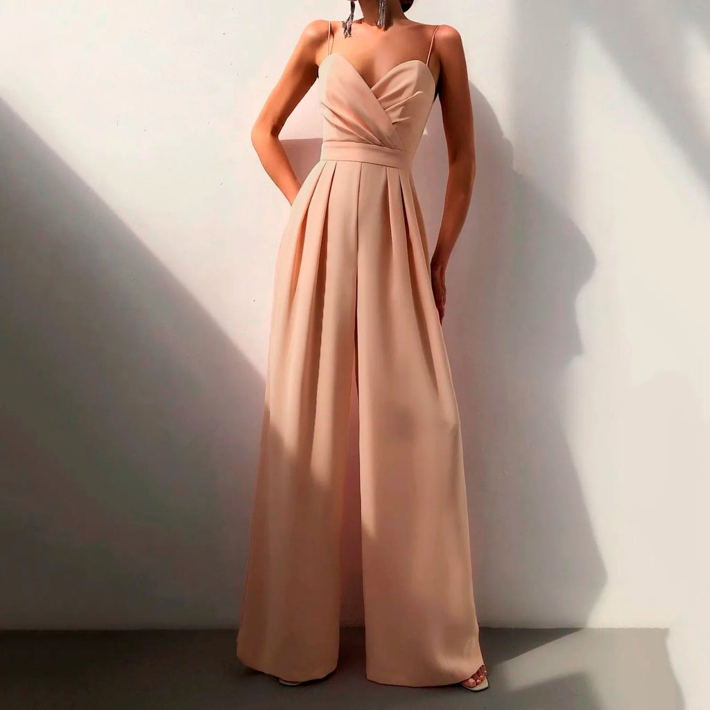 Damen Wide-Leg Jumpsuit schwarz fließend Sweetheart Dekolleté