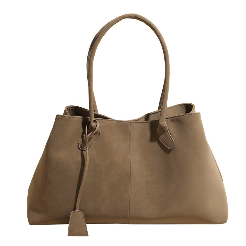 Damen Shopper Tote Bag in Taupe mit Charm-Detail für Alltag
